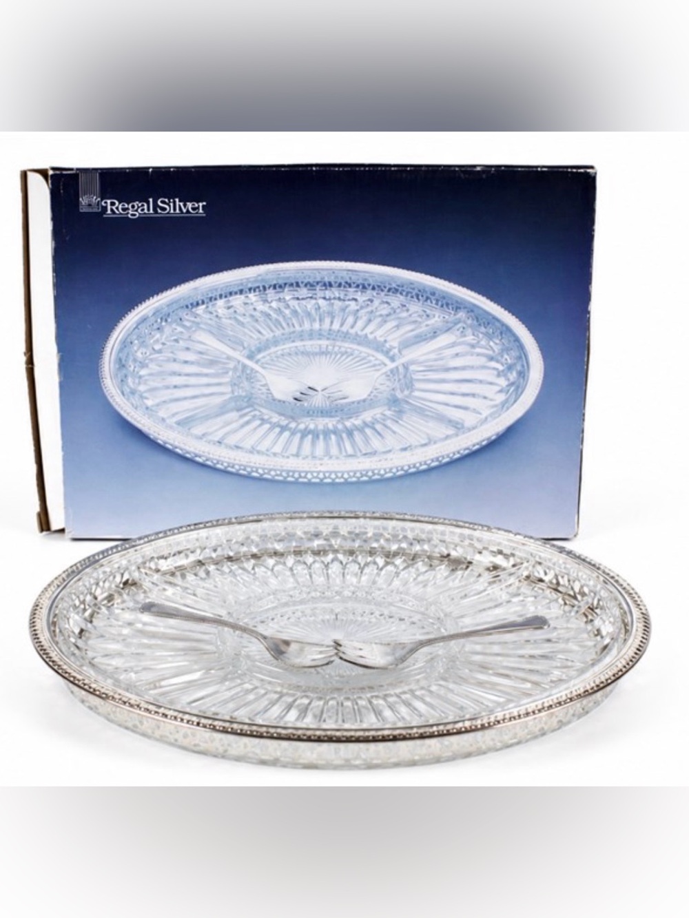 Regal Silver Five Section Oval Hors d'Oeuvre Server with Forks vintage.